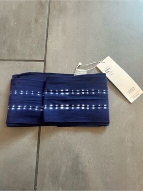 Eileen Fisher Organic Cotton Silk Shibori Lines Skinny Scarf — Slate Lake